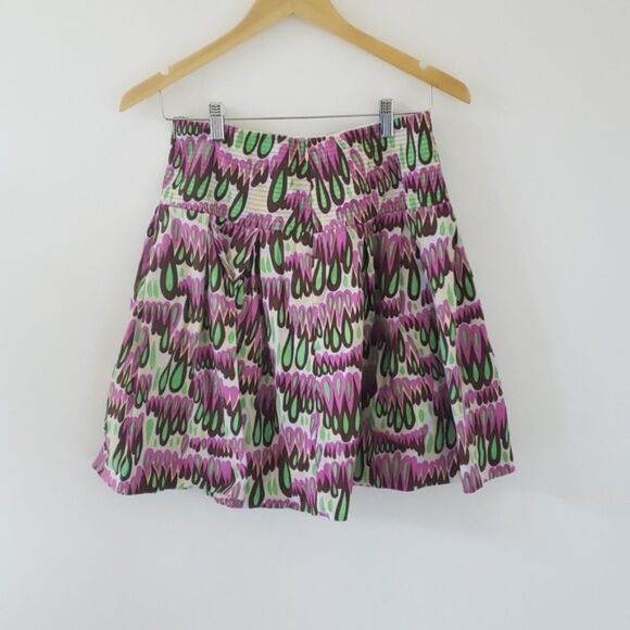 Tibi Circle Skirt Wide Waistband Teardrop Print Purple Green Women 2 - Picture 2 of 8